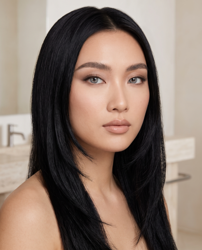 Iris Grey portée par une influenceuse beauté Velvet Cosmetics