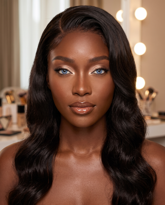 Iris Blue portée par une influenceuse beauté Velvet Cosmetics